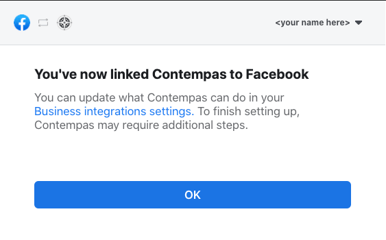 Authorize Contempas Facebook app